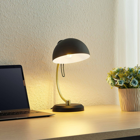 Lindby Taissia bordlampe, svart, messing
