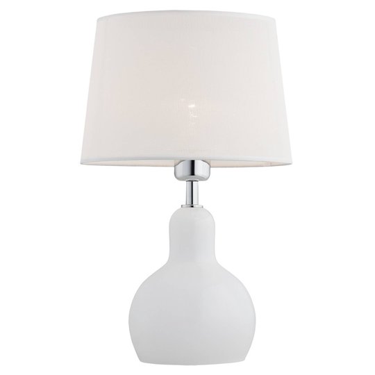 Bordlampe Lona med stoffskjerm, fot hvit