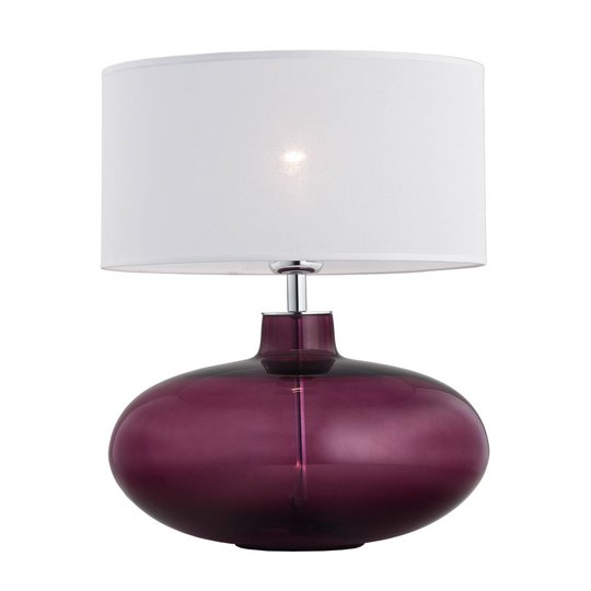 Bordlampe Skien, skjerm hvit, glassfot ametyst