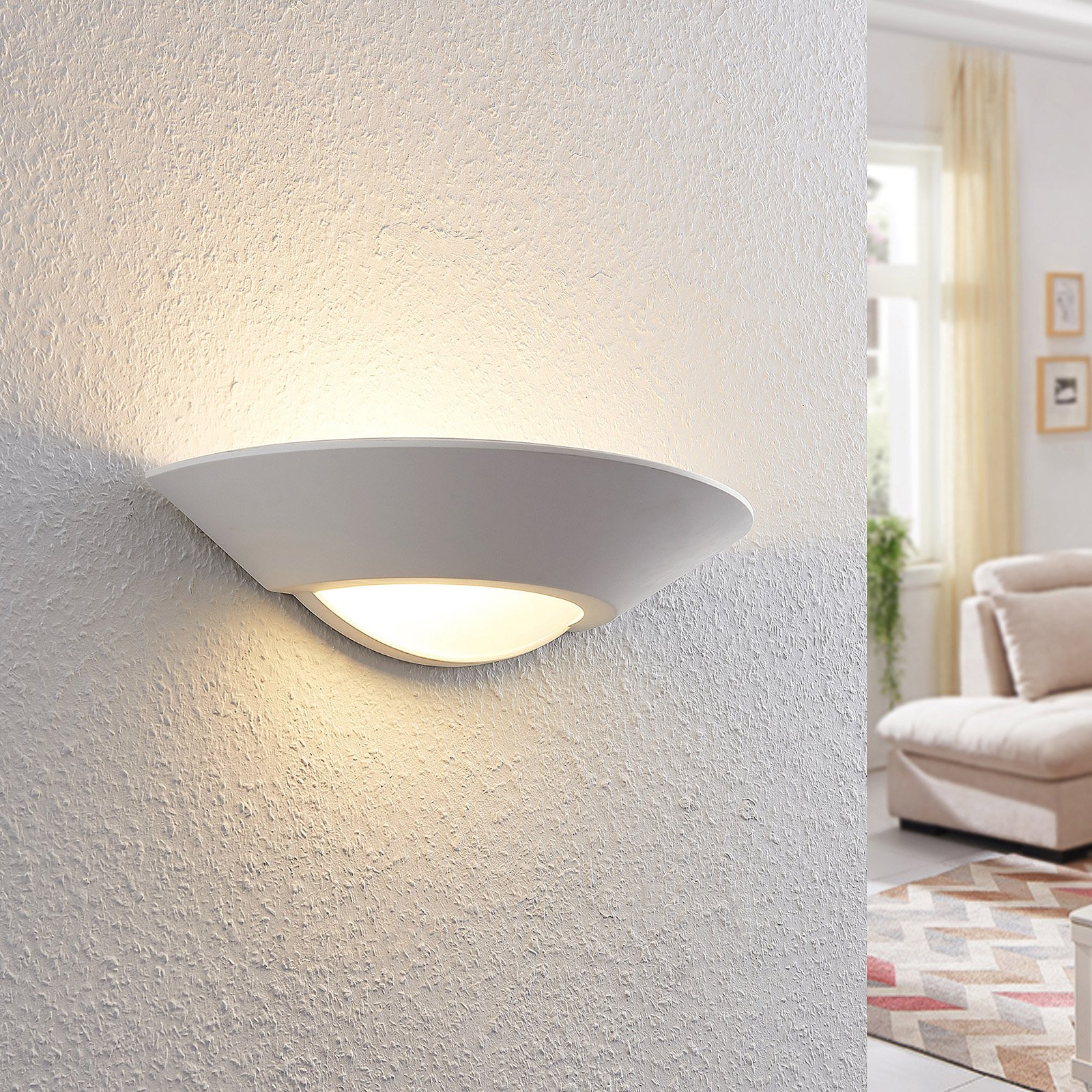 Lucande Wilka gips-vegglampe