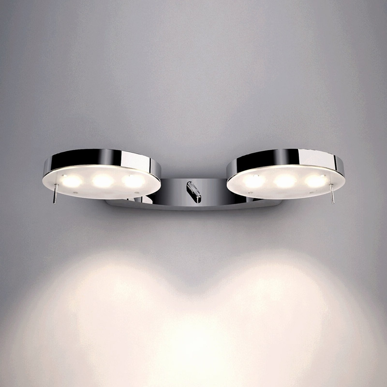 Blank forkrommet vegglampe 3-LED 2 lys