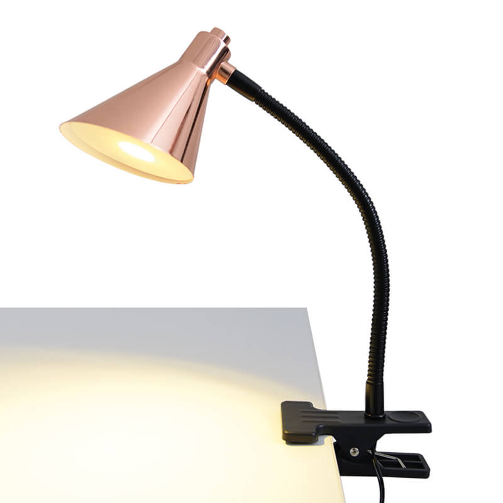 Kobberfarget LED-klemlampe Janita