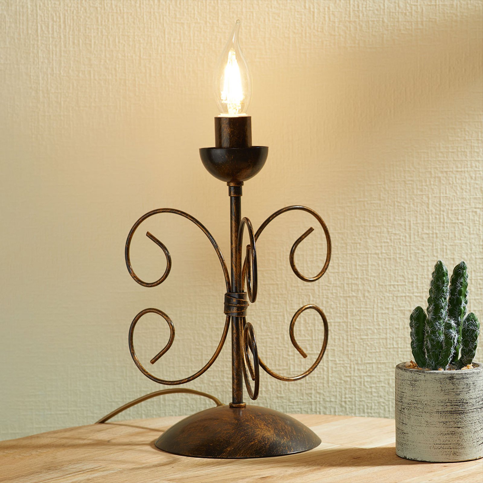 Bordlampe Ennio, antikt gull