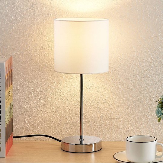 Lindby Leokadia bordlampe, krom hvit