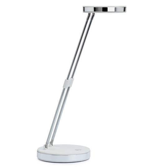 LED-bordlampe MAULpuck, teleskoparm, hvit