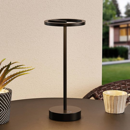 Lucande Halona LED-bordlampe, USB, svart