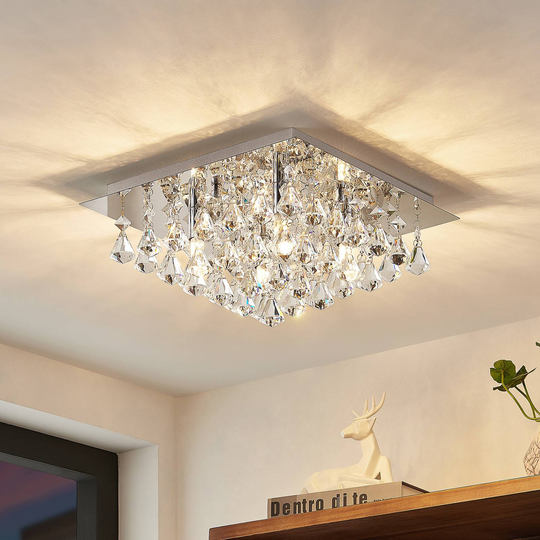 Lindby Rimedia taklampe, krom, 35 cm