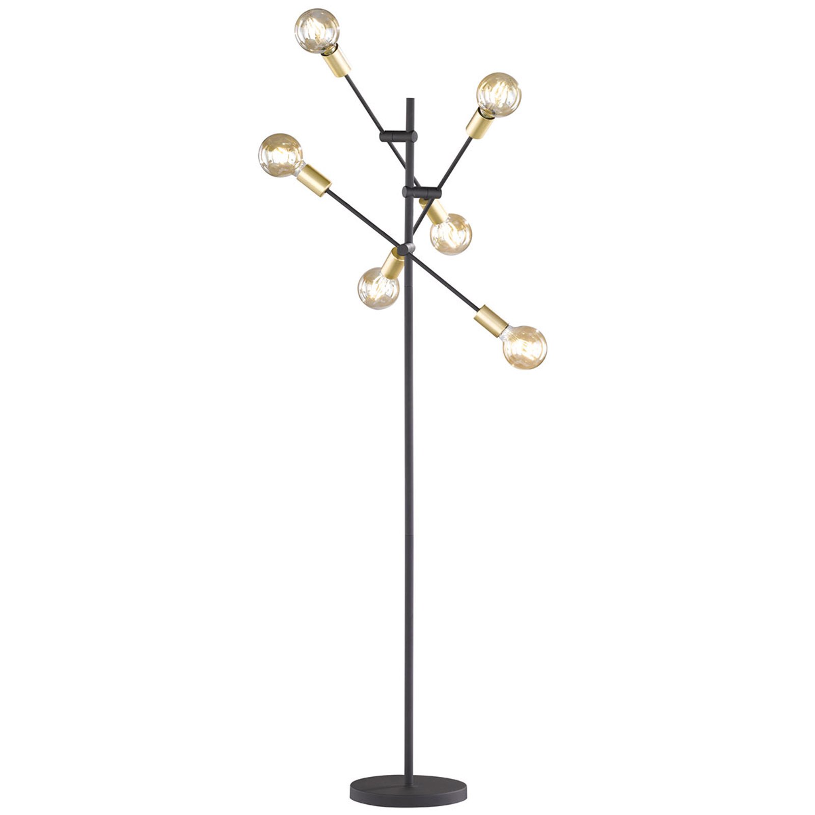 Gulvlampe Cross i trendy design i svart og gull