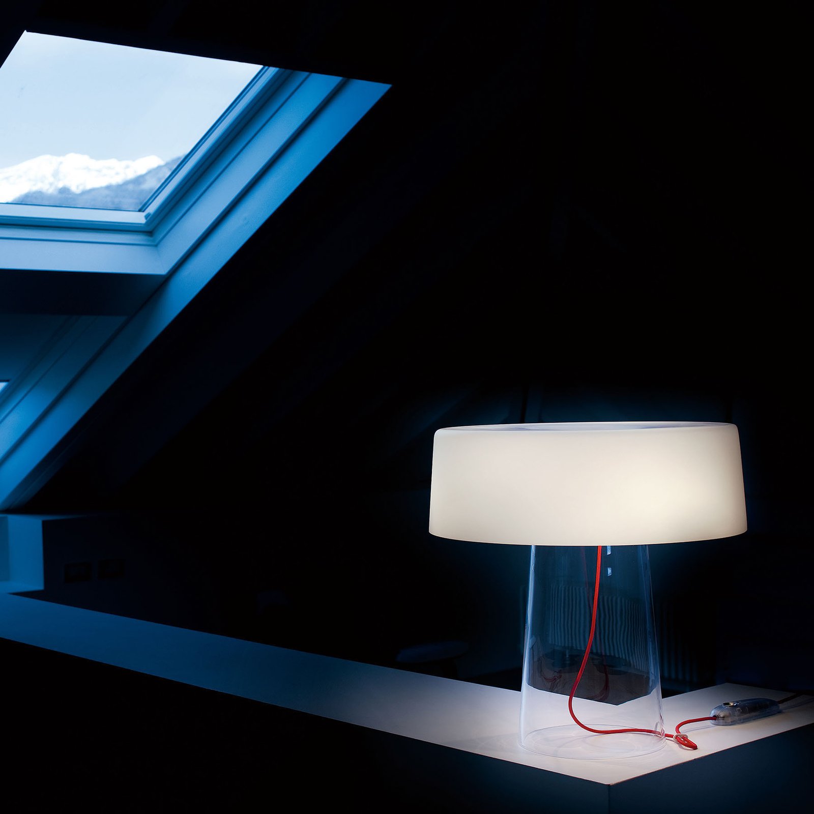 Prandina Glam bordlampe 48 cm klar / skjerm hvit