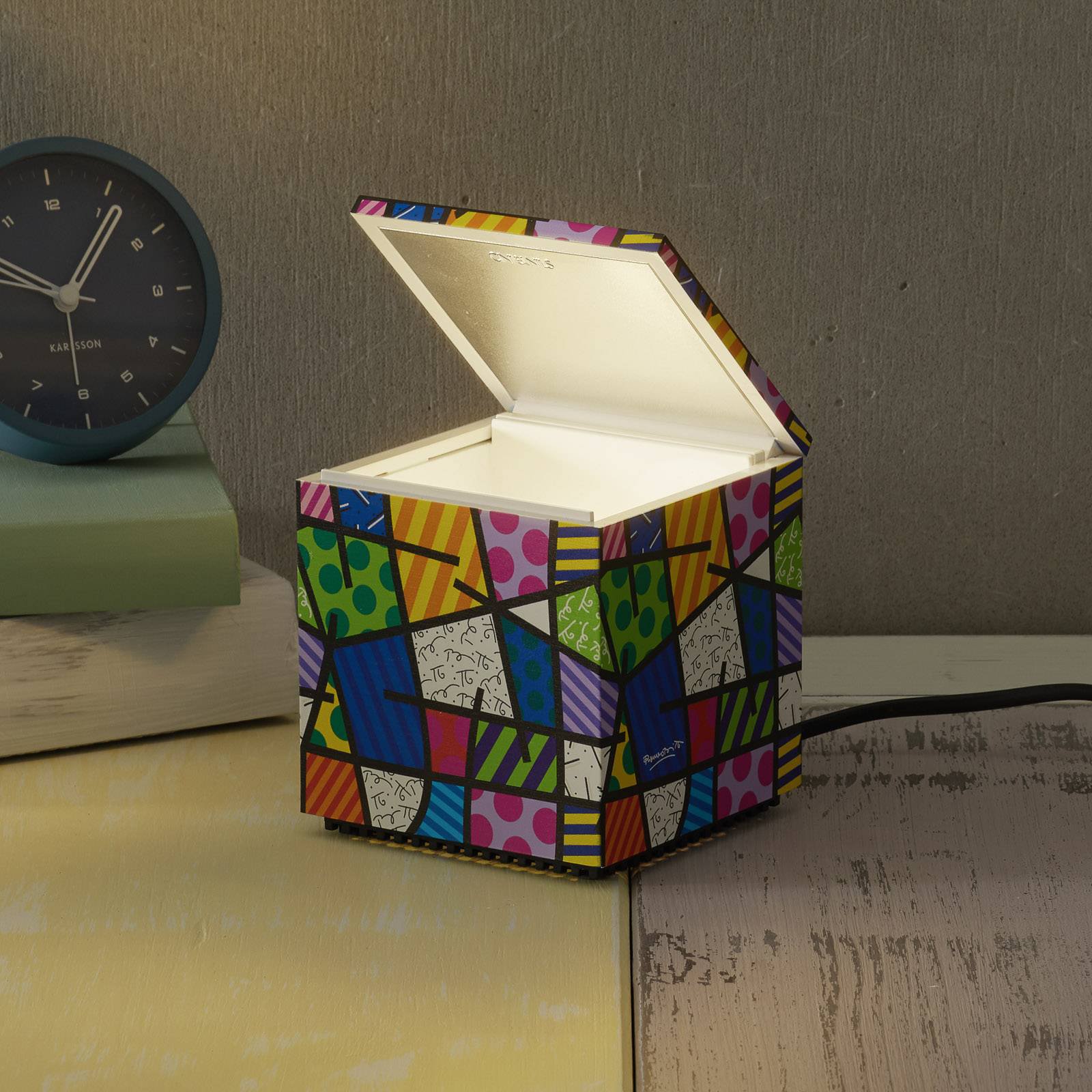 Cini&Nils Cuboluce LED-bordlampe Britto graphic