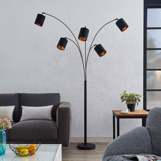 Lindby Abiram gulvlampe, svart/gull