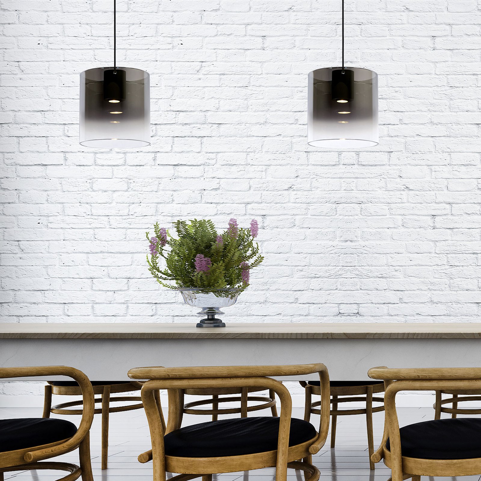 Owino LED-hengelampe med 2 glasskjermer