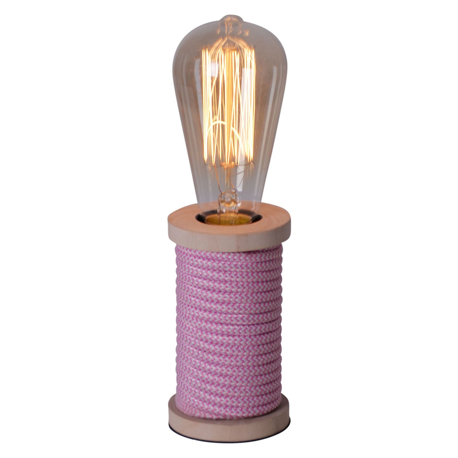 Bordlampe Max med fot i tre rosa