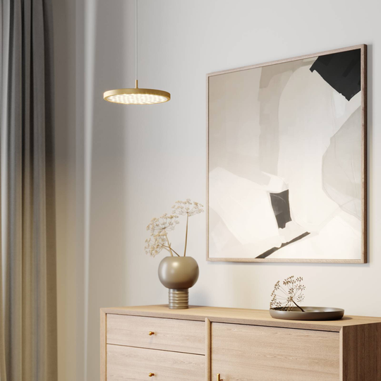 Rothfels Gion LED-pendellampe 1 lysk. hvit/messing