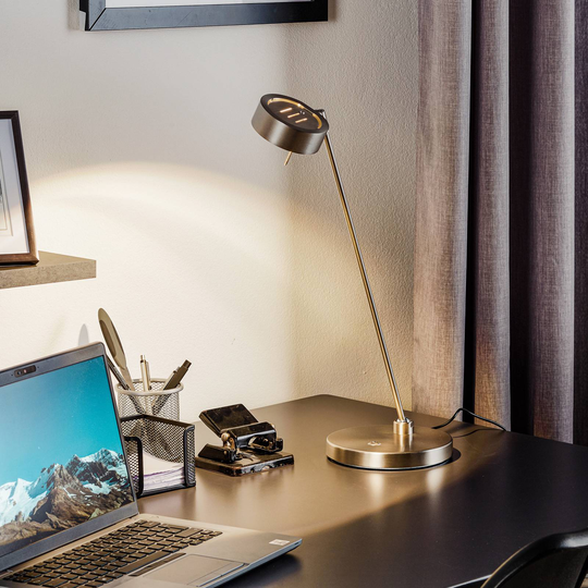 LED-bordlampe Elegance med to dreieledd, nikkel