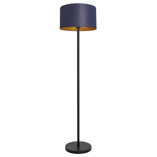 Gulvlampe Soho, sylindrisk, rett, blå/gull