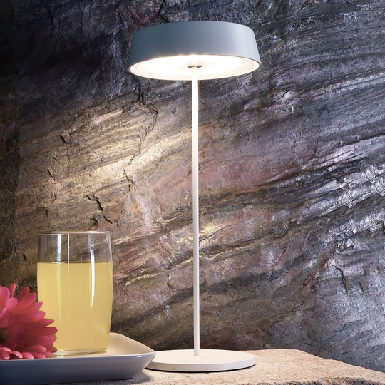 LED-bordlampe Miram med batteri, dimbar, hvit
