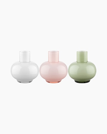 Mini vase sett med 3 oliven/hvit/rosa