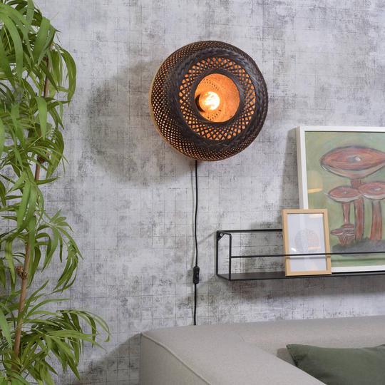 GOOD & MOJO Palawan vegglampe svart Ø40cm