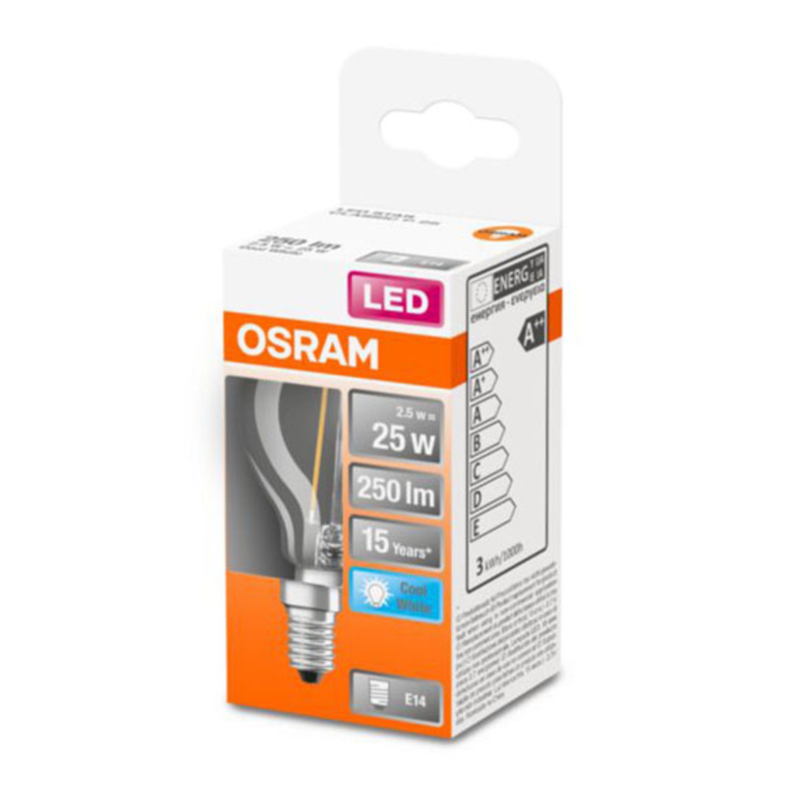 OSRAM Classic P LED-pære E14 2,5 W 4 000 K klar
