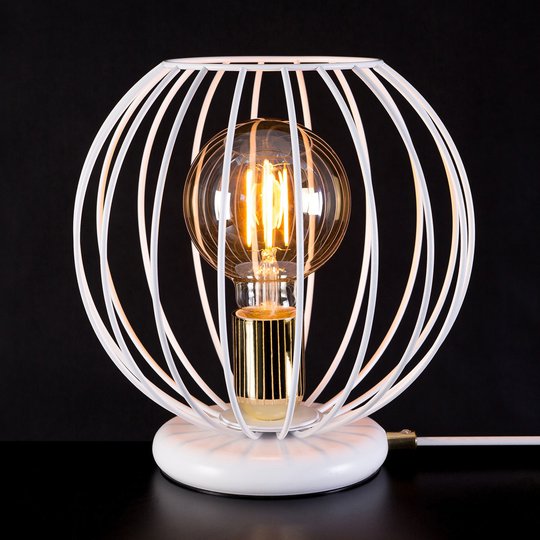 Bordlampe Albio LN1 i hvit med burskjerm