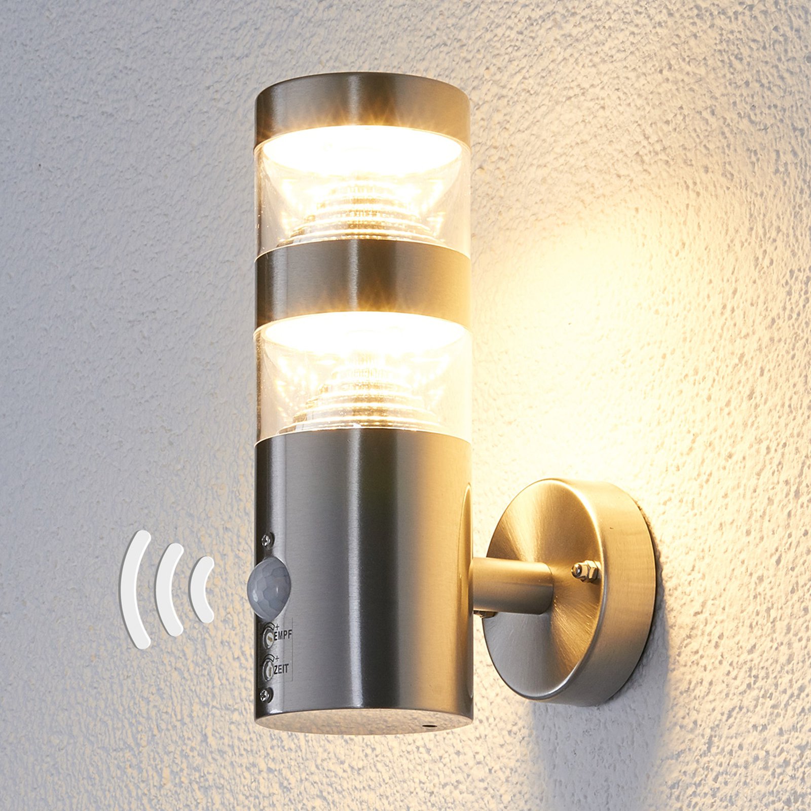 LED-utendørs vegglampe Lanea rett sensor