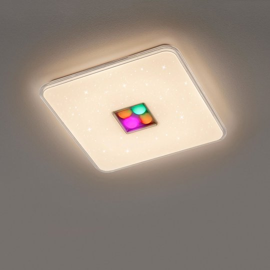 LED-taklampe Ogasaki, RGBW, fjernkontroll, Ø 42 cm