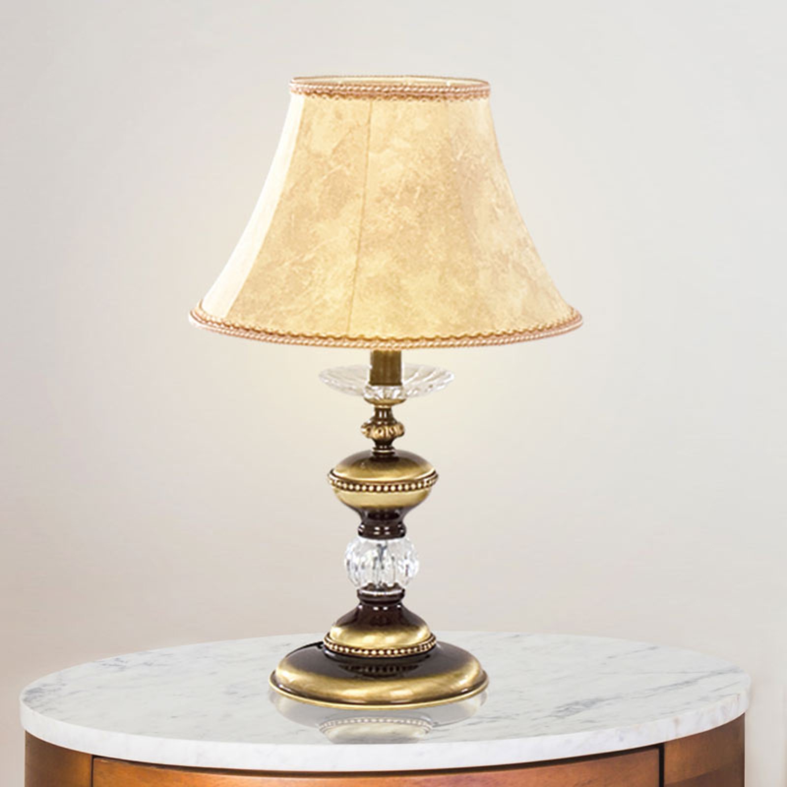 Bordlampe Chateau 56cm brunert gull, krem, klar