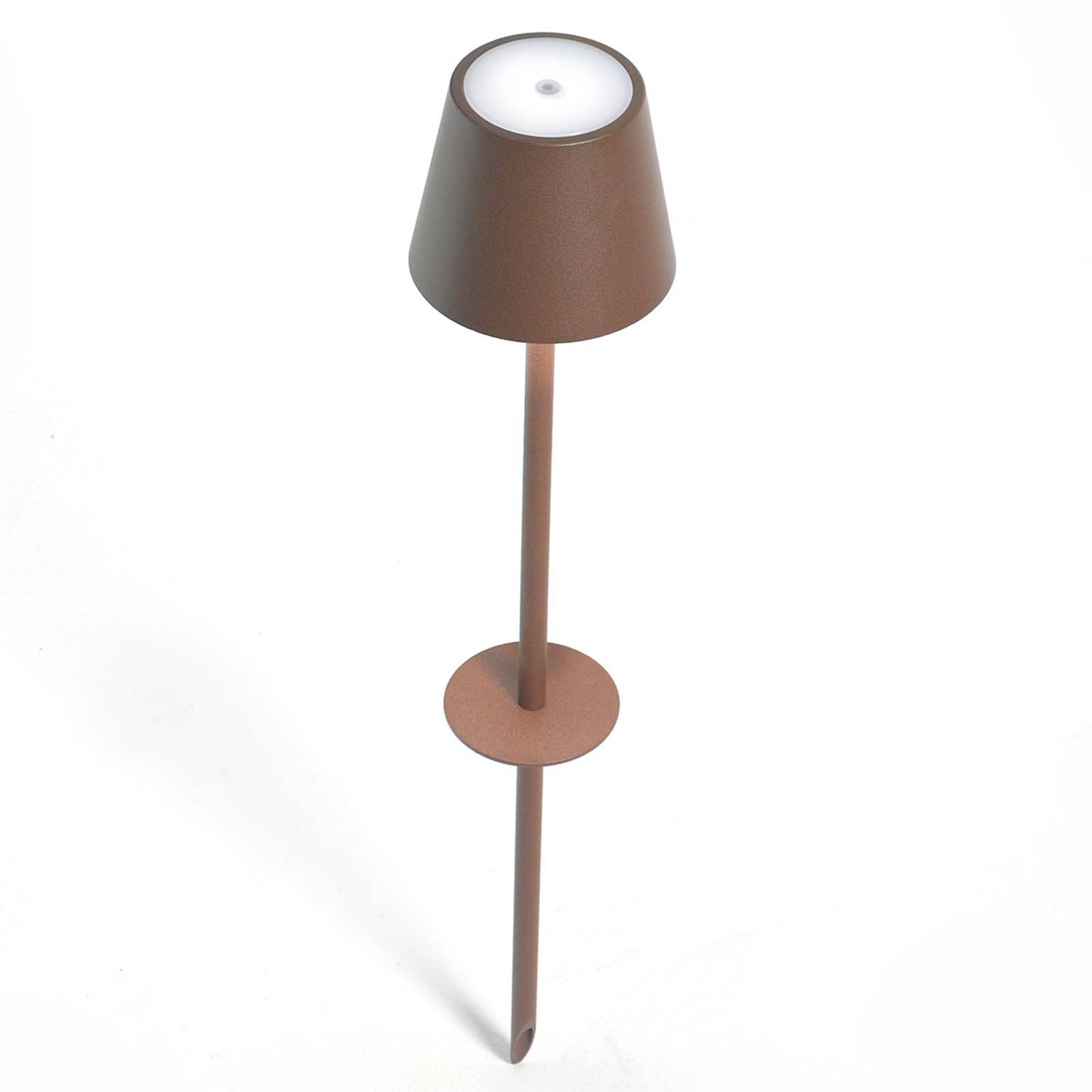 LED-spot med jordspyd Poldina batteri brun 135 cm