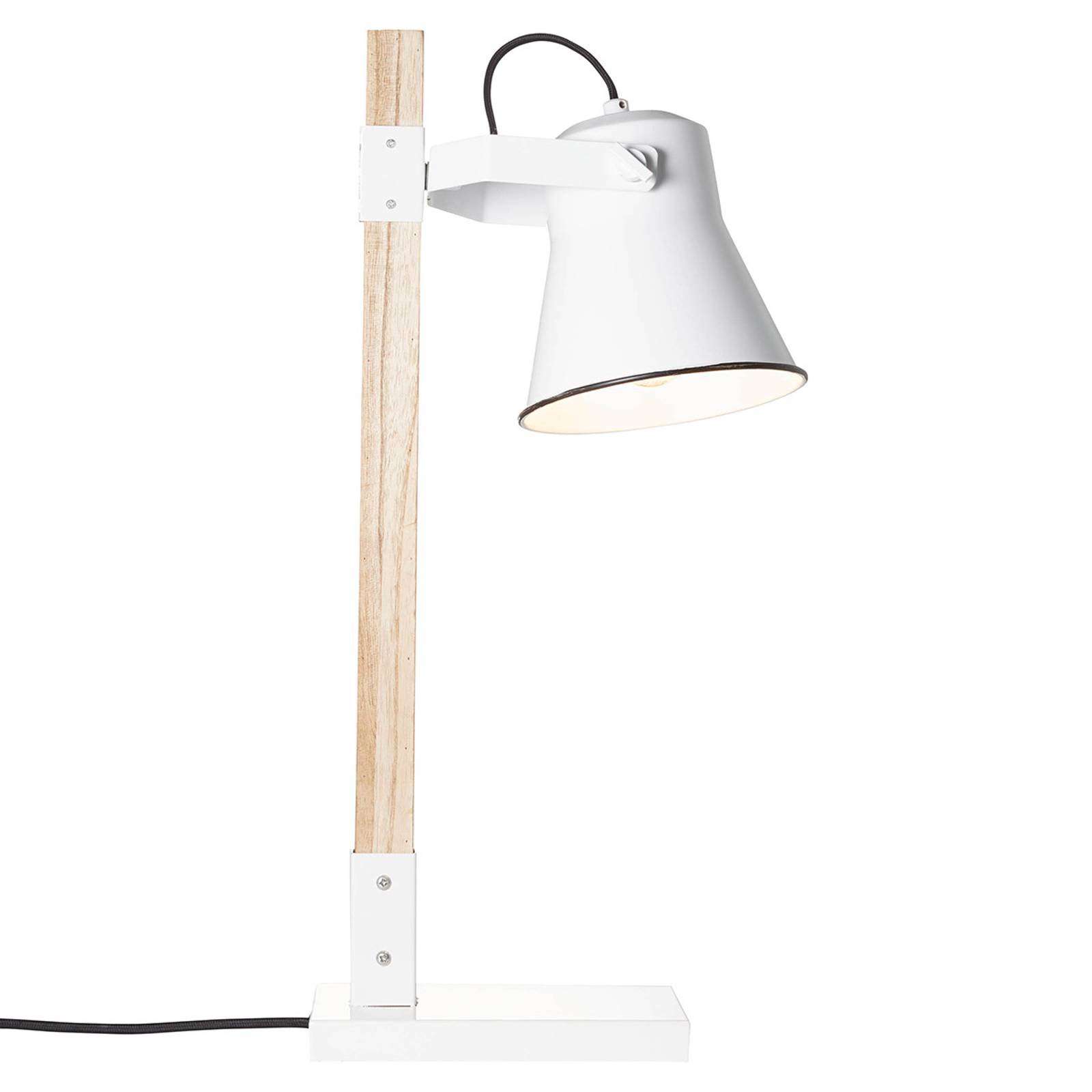 Bordlampe Plow, hvit lyst tre