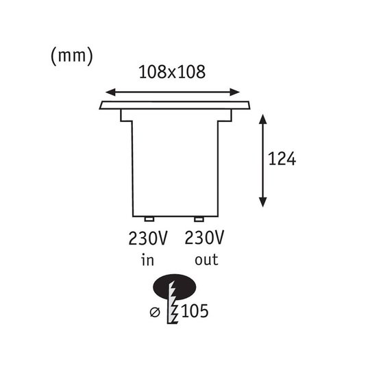 Paulmann 93993 innfelt LED-gulvlampe, kantet