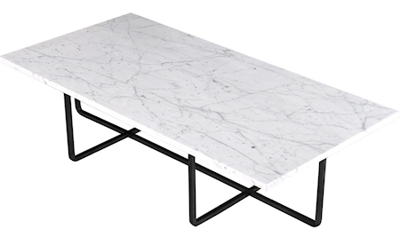 Ninety Table XL – Carrara marmor/svartlakkert metallunderstell H40 cm