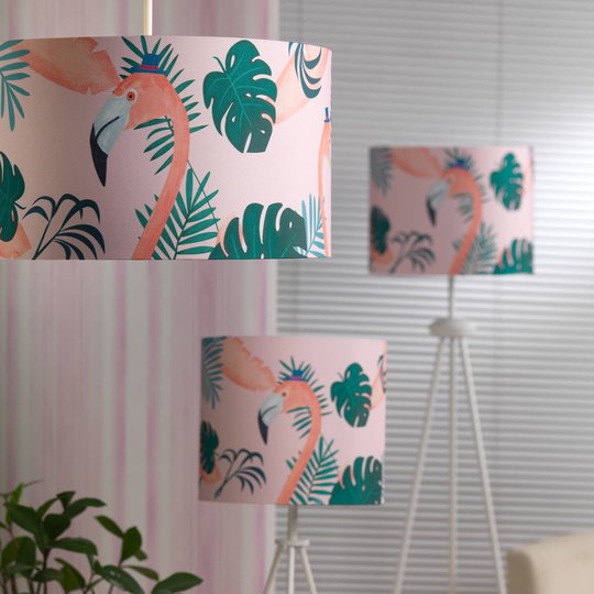Flamingo bordlampe med tekstilskjerm, høyde 34 cm