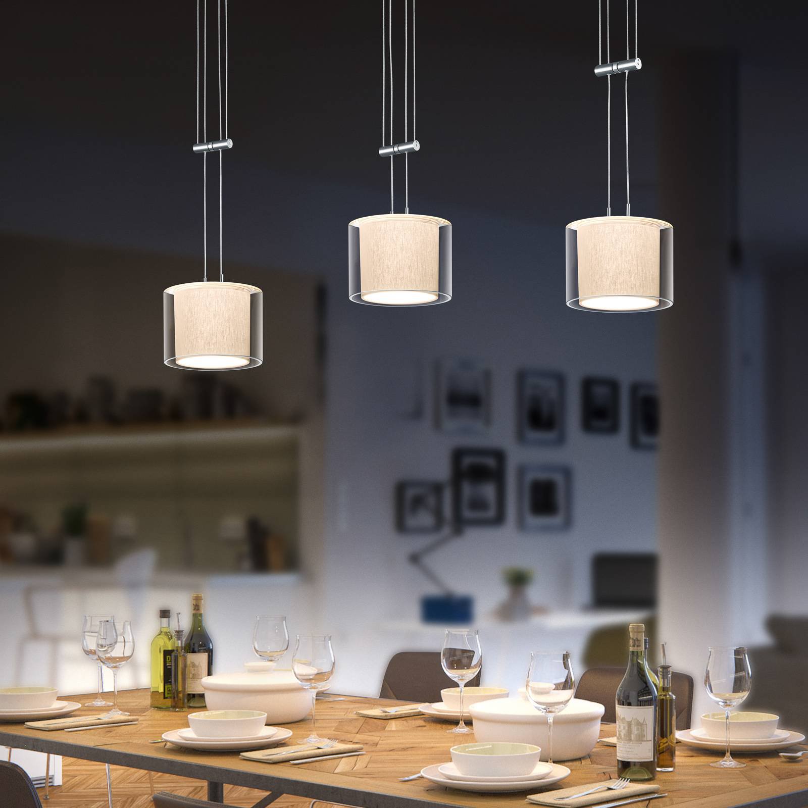 BANKAMP Cecil LED-hengelampe 3 lyskilder