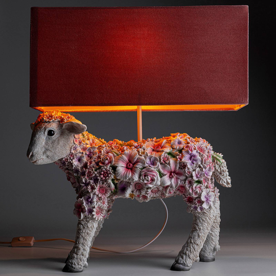 KARE Animal Flower Sheep bordlampe rosé skjerm