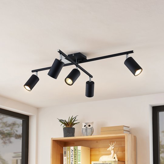 Lindby Ebardo taklampe, fem lyskilder, svart