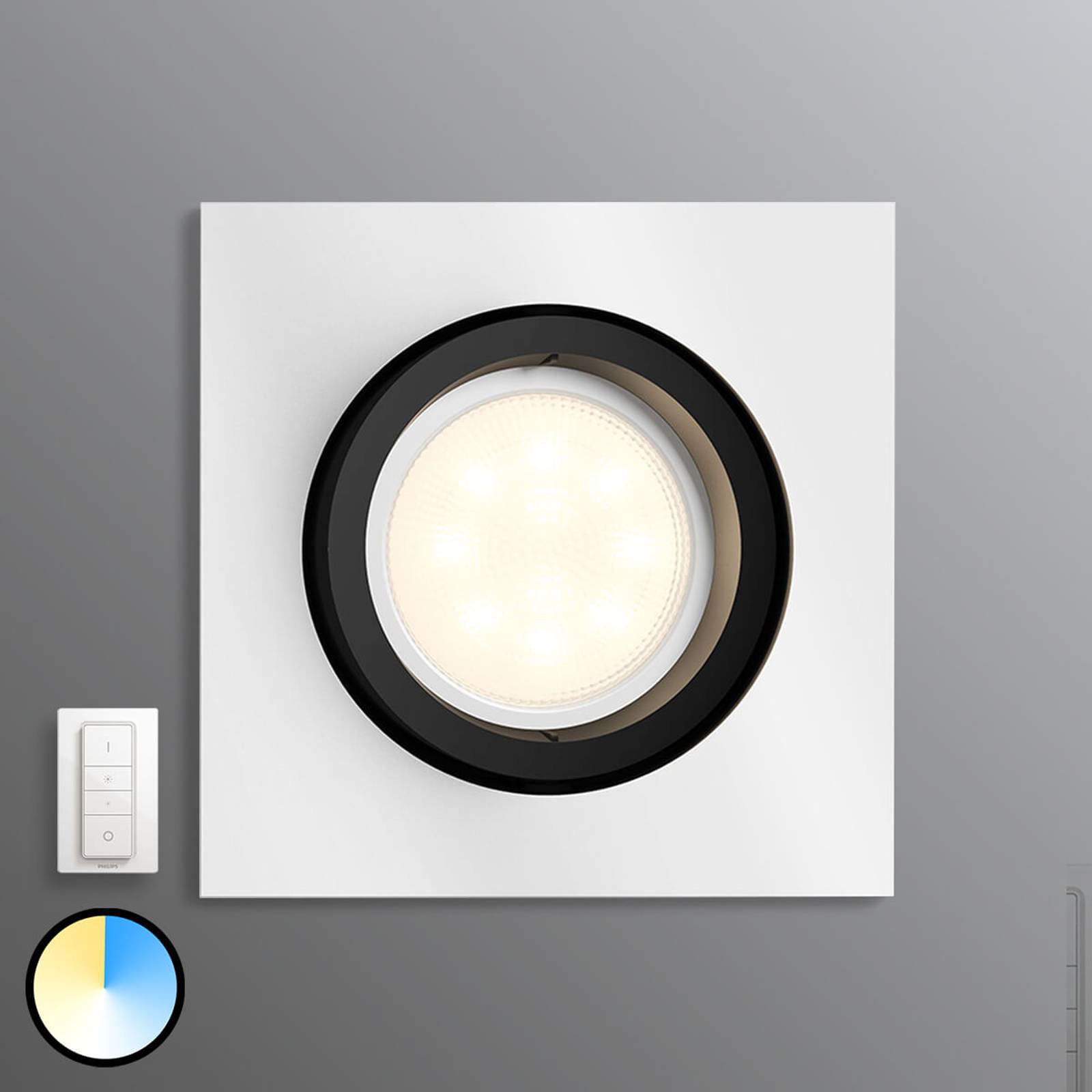 Philips Hue Milliskin kantet, alu med dimmebryter