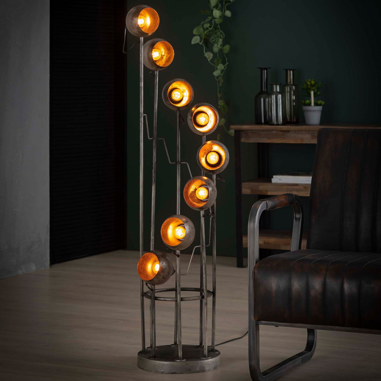 Gulvlampe Spiralamp, åtte lyskilder