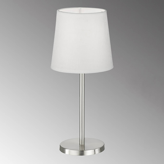 Eve bordlampe med stoffskjerm, matt nikkel/hvit
