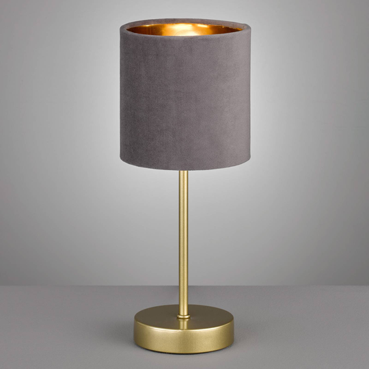 Aura bordlampe, fot gull, skjerm grå/gull