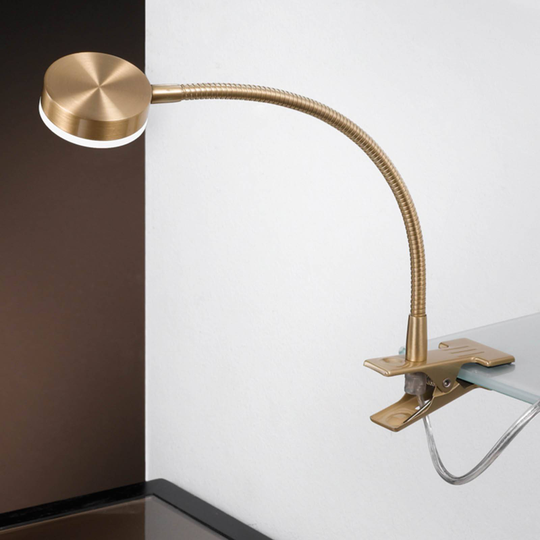 LED-klemmelampe Mira, justerbar, gull