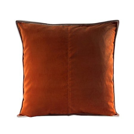 Putevar Cognac Striped Edge Velvet 50 x 50 cm
