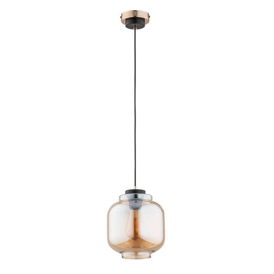 Pendellampe Töpen med glassskjerm, glitrende gull