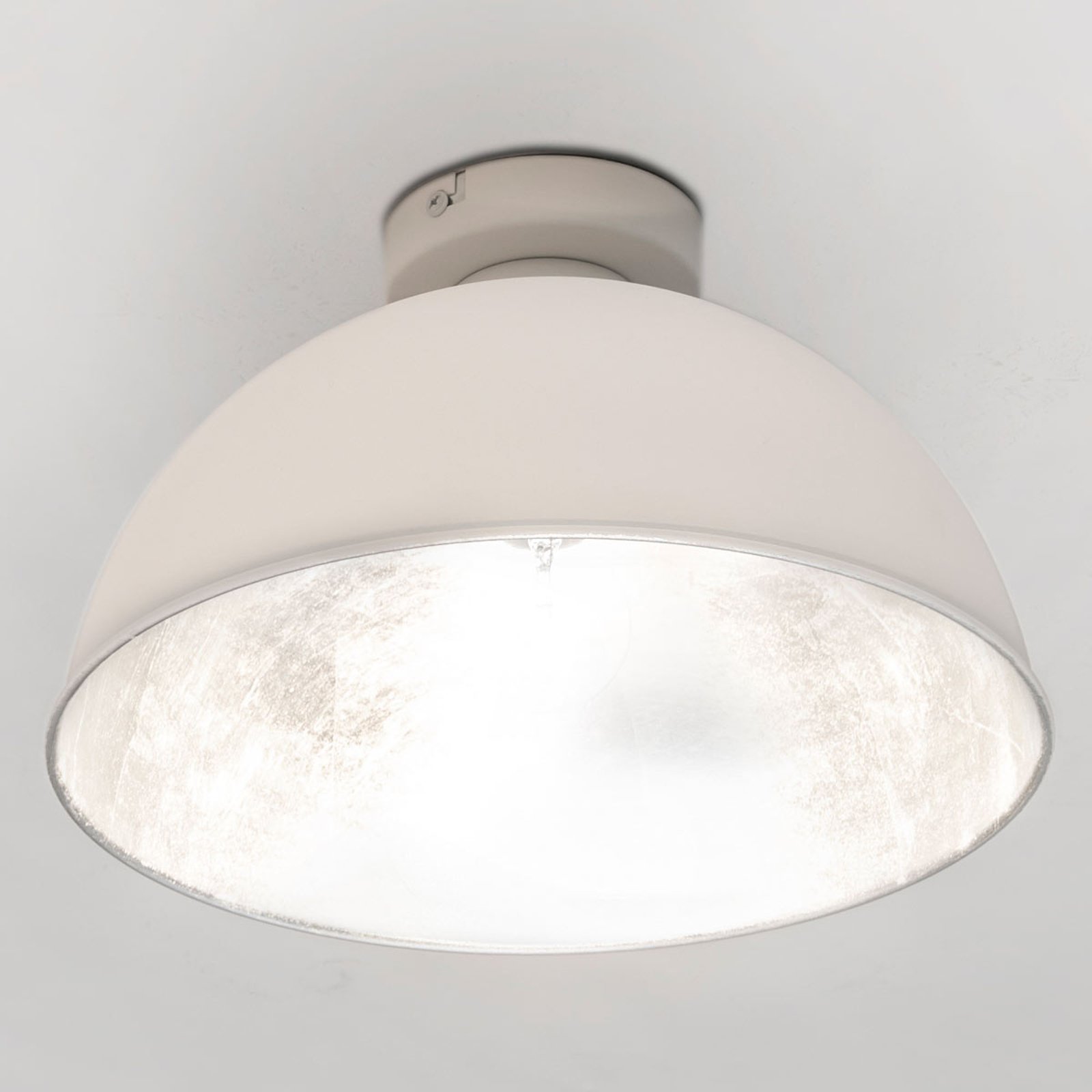 Industriell preget taklampe Jimmy, hvit/sølv