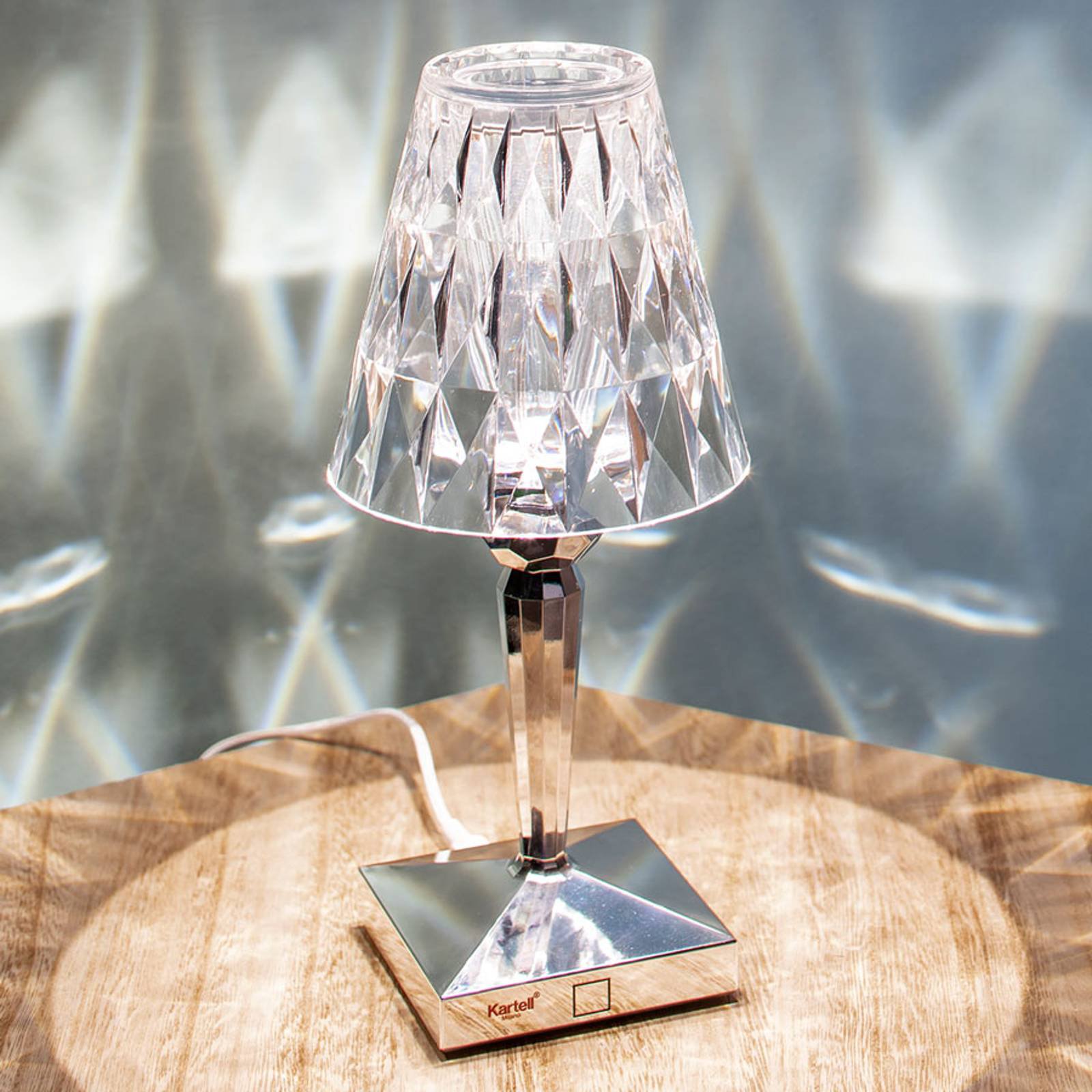 Deko LED bordlampe Battery med IP54, forkrommet