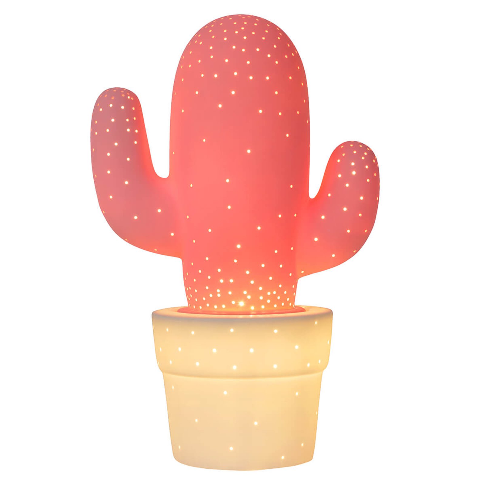 Cactus bordlampe av rød keramikk