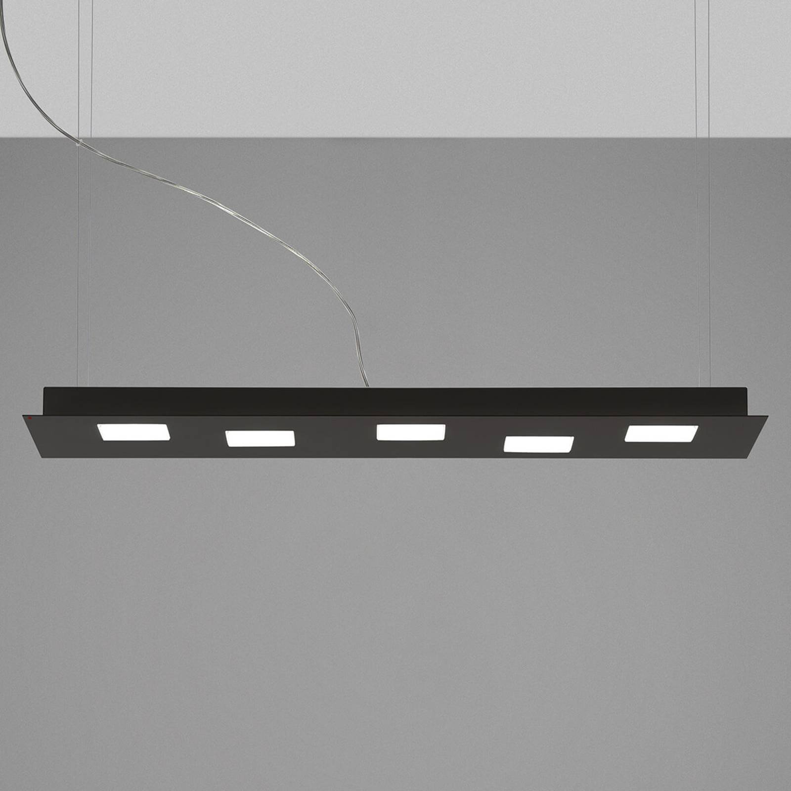 Fabbian Quarter - LED-hengelampe 5 lyskilder svart