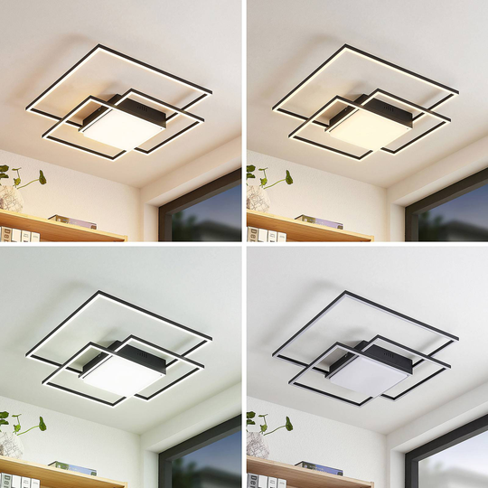 Lindby Nelinka LED-taklampe, svart, dimbar