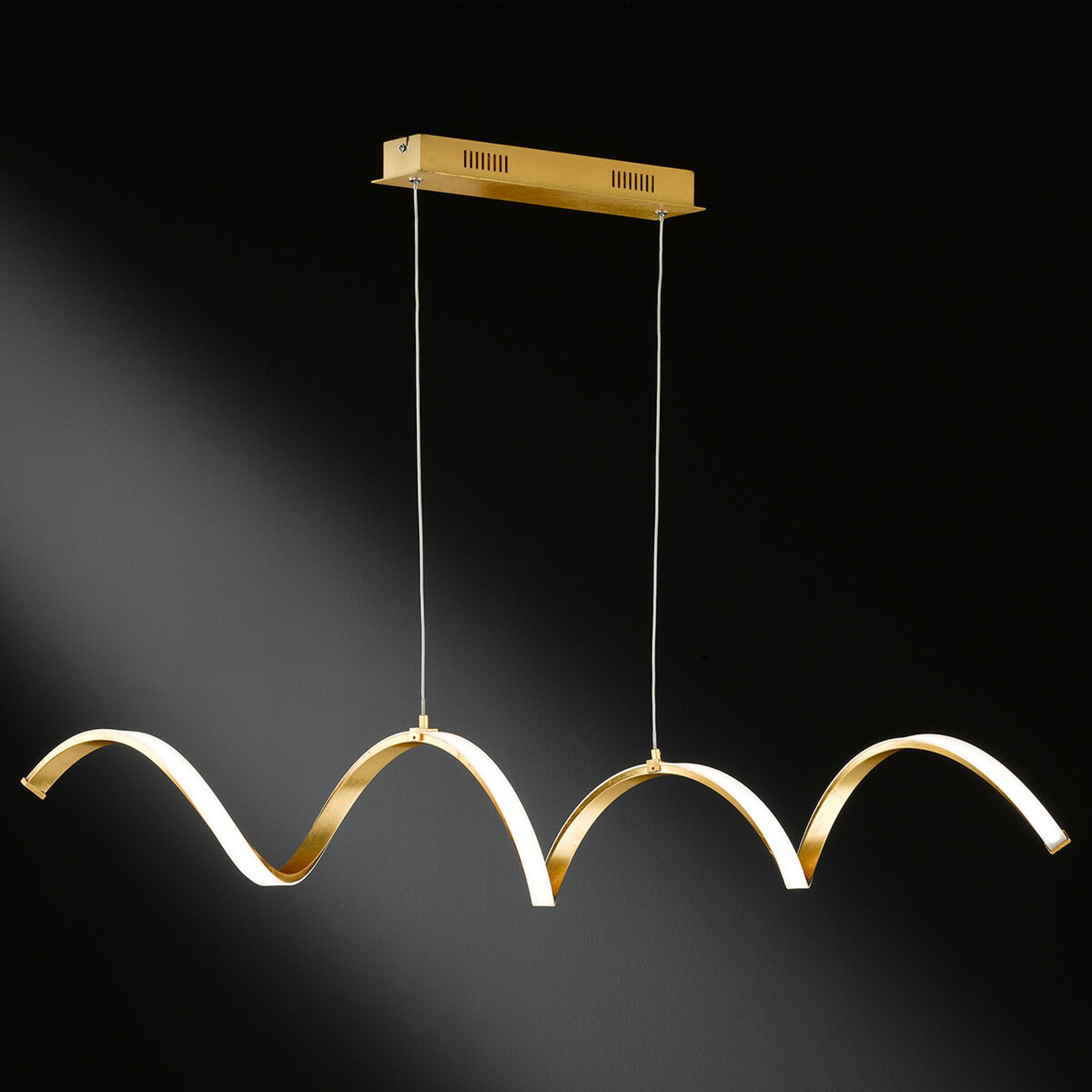 LED-hengelampe Russell i edel gulltone