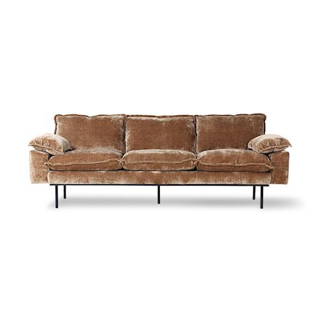 Retro Sofa 3-seter Velvet corduroy aged Gold
